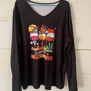 Happy HalloThanksMas Long Sleeve Tee.  Size XXL.